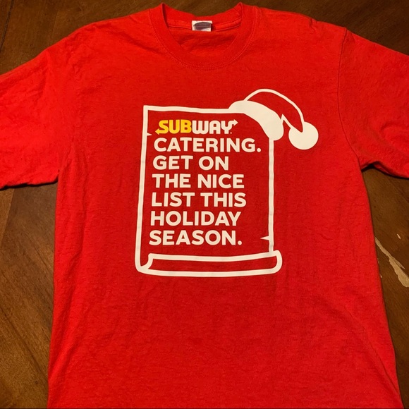 Subway Restaurants Christmas Holiday T-shirt - Picture 2 of 5